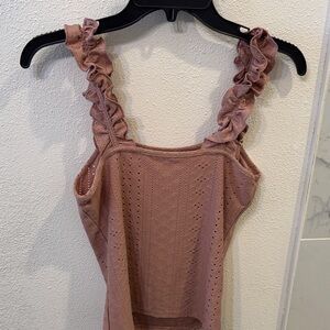 SHEIN Pink Ruffle Strap Tank Top